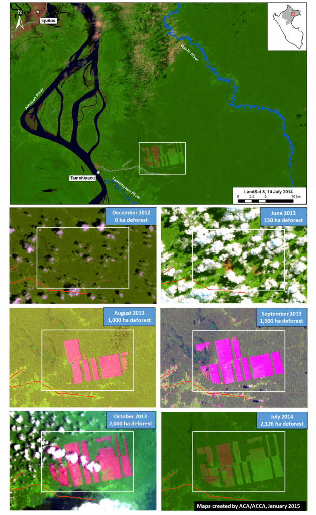 Image 2b. Results of Landsat time series analysis, December 2012 – August 2014. Key sources: USGS.