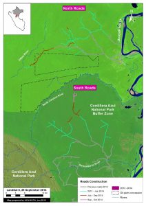 Image 3b. Road construction time-series. Key data sources: USGS, SERNANP, Grupo Palmas.