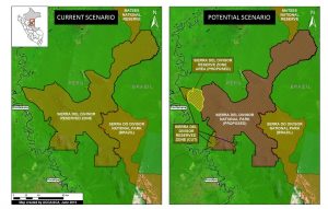 Image 7b. The current (left panel) and potential (right panel) scenario for the Sierra del Divisor region