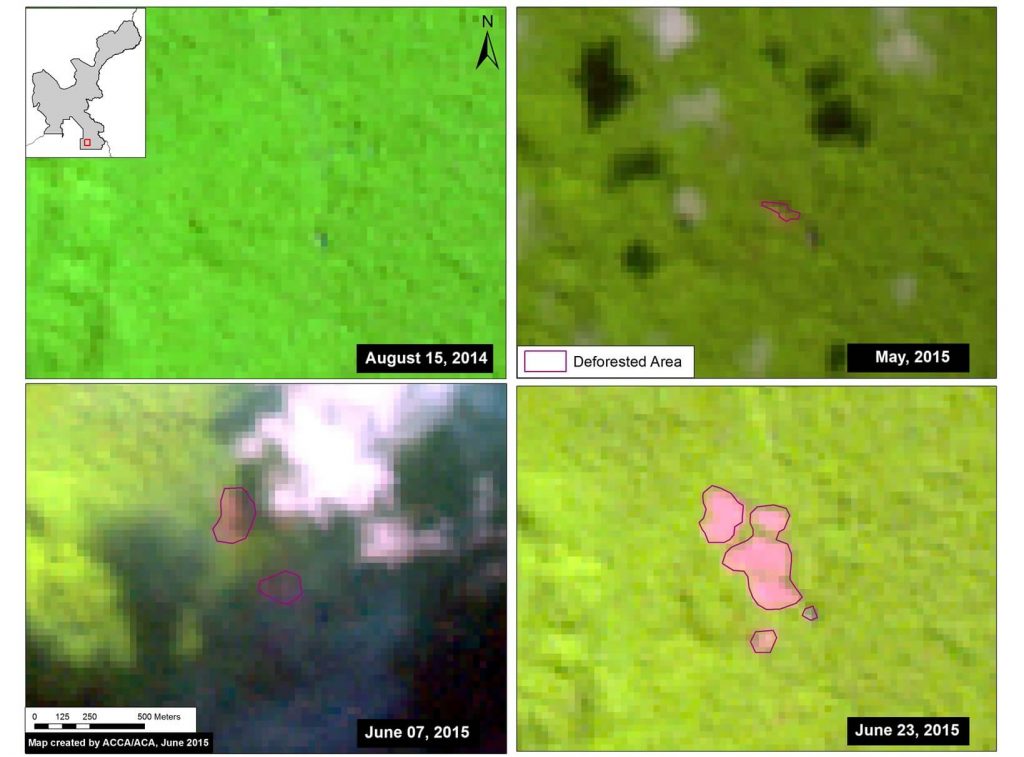 Image 8c. Landsat time-series (2014-2015) of the recent deforestation. Data: USGS.