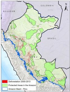 Image 11a. Recent forest loss in relation to protected areas in the Peruvian Amazon. Data: SERNANP, PNCB-MINAM/SERFOR-MINAGRI, NatureServe.