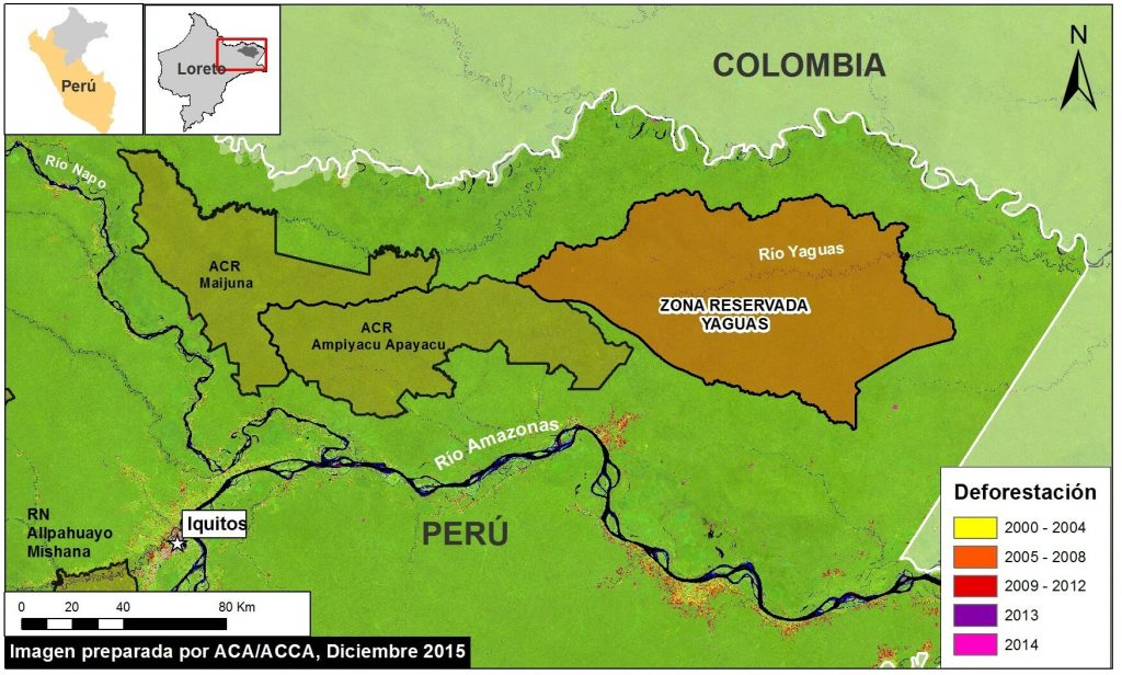 Image 22a. Yaguas Reserved Zone. Data: USGS, SERNANP, PNCB/MINAM, Hansen/UMD/Google/USGS/NASA