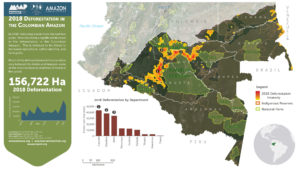 Base Map. Deforestation hotspots in the Colombian Amazon. Click to enlarge. Data- UMD:GLAD, Hansen:UMD:Google:USGS:NASA, PNN, SIAC, RAISG