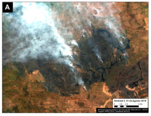 Zoom A1. Fire in southern Bolivian Amazon. Data- ESA