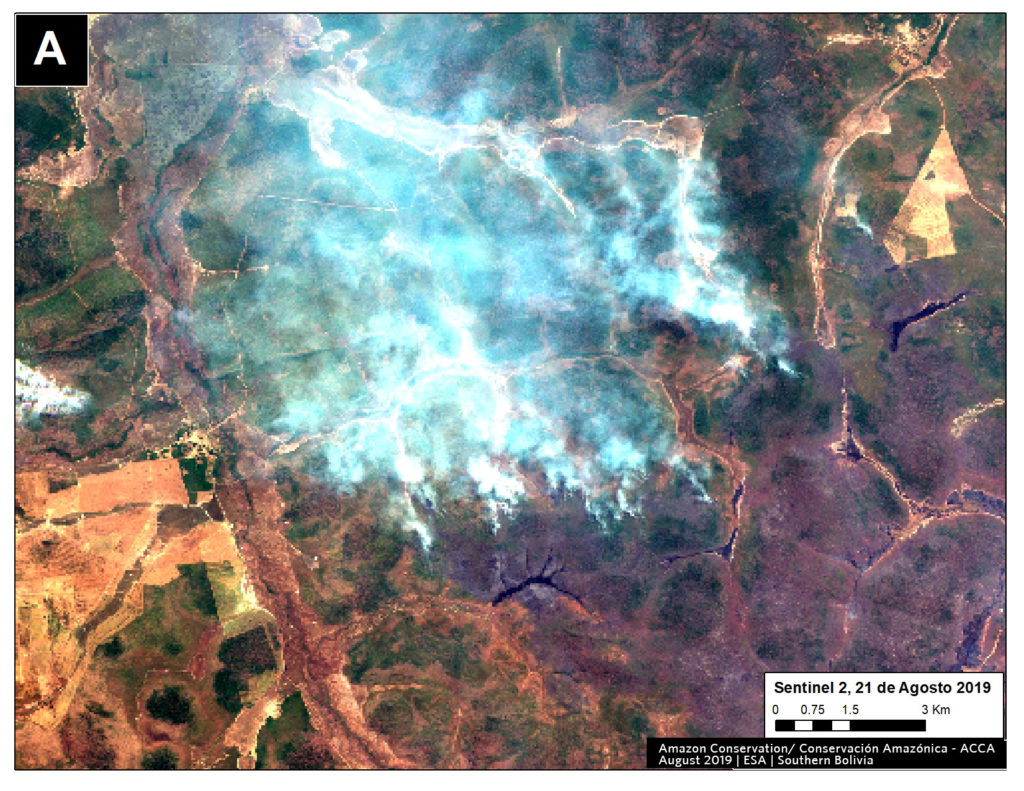 Zoom A2. Fire in southern Bolivian Amazon. Data- ESA