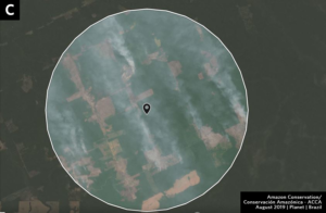 Zoom C. Fires at agriculture-forest boundary in Rondonia state. Data- Sentinel