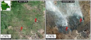 Zoom A. Recent fires in the dry Chiquitano of southern Bolivia. Data- Planet