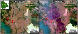 Zoom D. Recent fires and burned areas in Bolivia’s Beni grasslands. Data- ESA