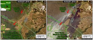 Zoom K. Large fires burning around the Gran Chaco Biosphere Reserve. Data- NASA:USGS.