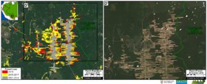 Zoom D. Bolivia, Black River Mennonite settlement. Data: Hansen/UMD/Google/USGS/NASA, SERNAP, Planet