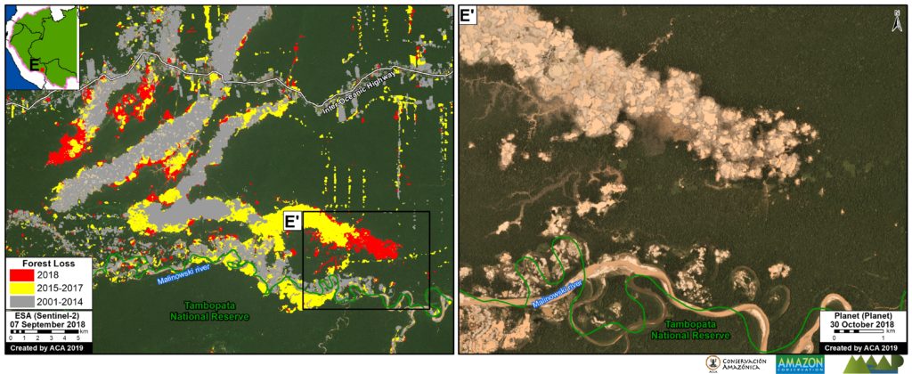 Zoom D. Peru – La Pampa. Data: Hansen/UMD/Google/USGS/NASA, SERNAP, Planet