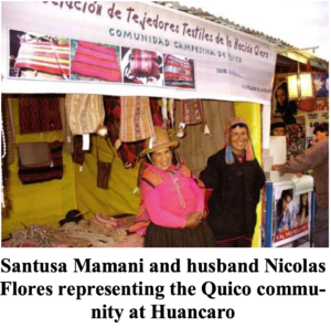 Santusa Mamani and husband Nicolas Flores representing the Quico Community at Huancaro