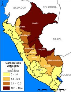 Map distribution of Carbon Loss by departments