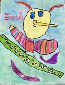 Emma's watercolor bird painting done during Amazon Conservation 'if you were a bird what would you be' contest