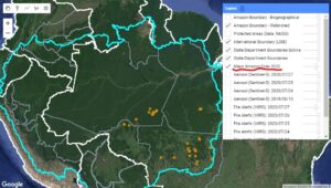 Base Map. Screen shot of the app’s “Major Amazon Fires 2020” layer.
