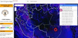 Screenshot of Fire App hosted by Google Earth Engine