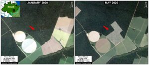 Satellite Zoom B. January to May, showing deforestation.