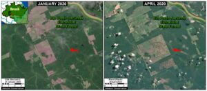 Satellite Zoom E Rondonia. January to May, showing deforestation.