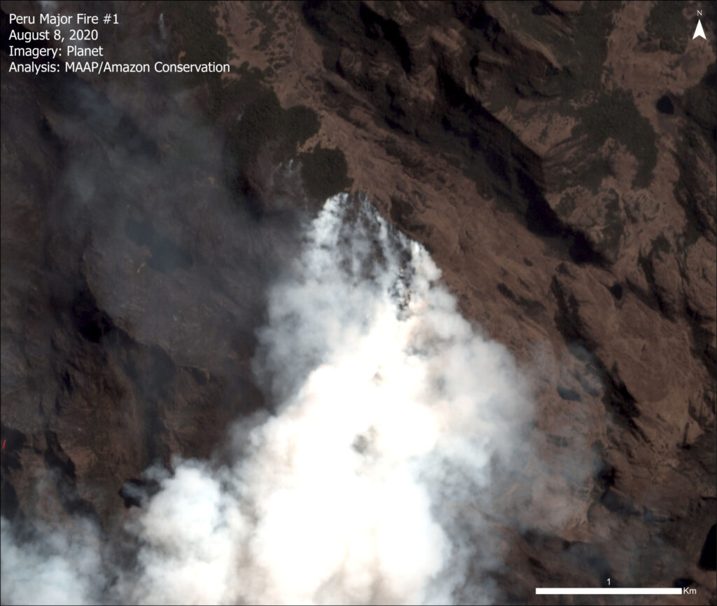 Image 3. Major fire in higher elevation grassland of the Peruvian Amazon. Data: Planet.