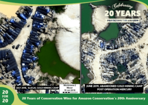 Operation Mercury Before and After Illegal Gold Mining Intervention as part of 20 for 20 Years of Conservation Wins by Amazon Conservation