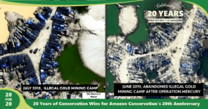 Operation Mercury Before and After Illegal Gold Mining Intervention as part of 20 for 20 Years of Conservation Wins by Amazon Conservation