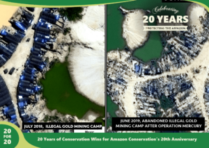 Operation Mercury Before and After Illegal Gold Mining Intervention as part of 20 for 20 Years of Conservation Wins by Amazon Conservation