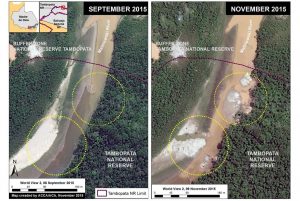 Image 21a. Recent invasion of Tambopata National Reserve. Data: SERNANP, WorldView-2 and WorldView-3 of Digital Globe (NextView).